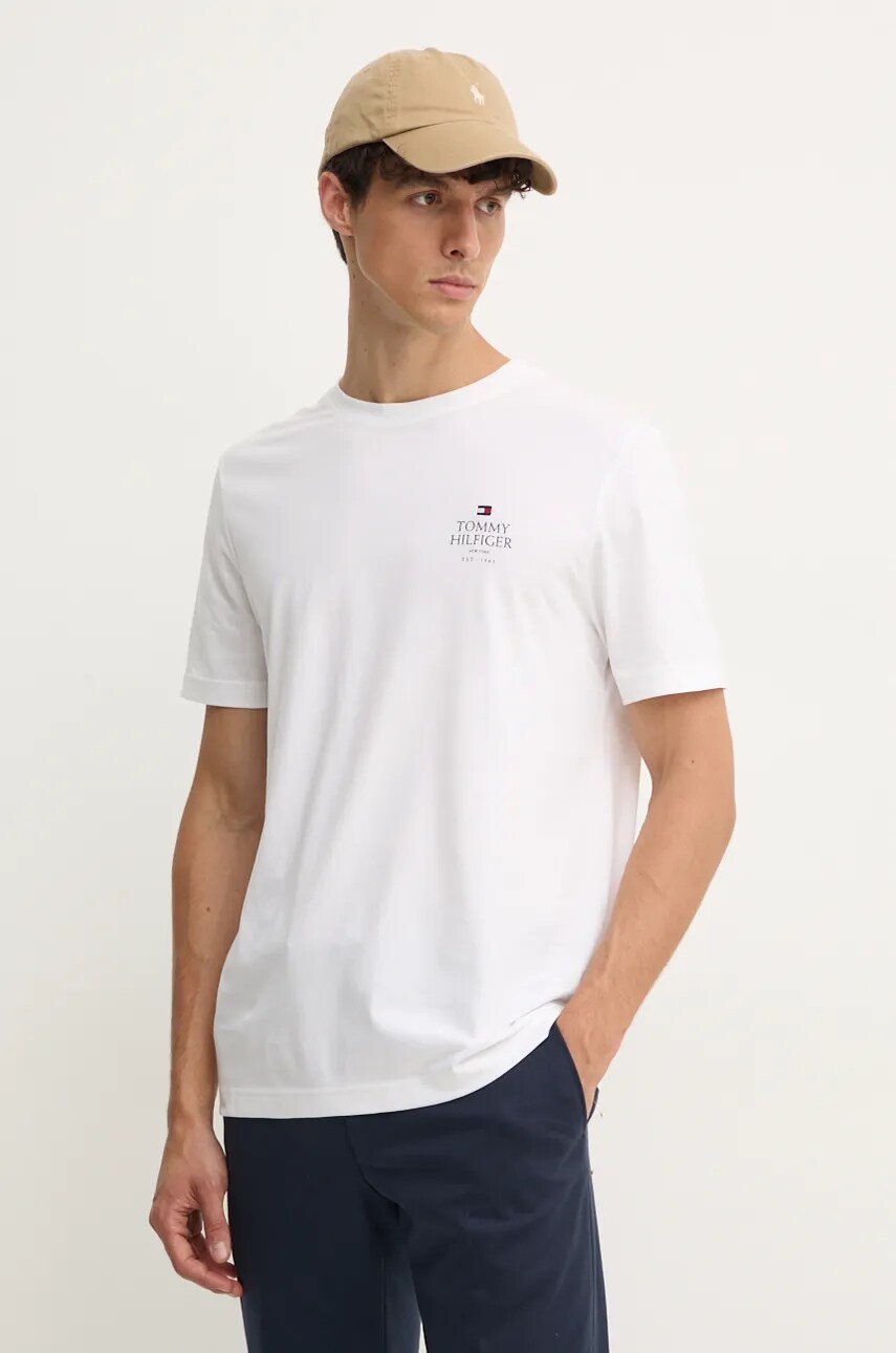 

Памучна тениска Tommy Hilfiger в бяло с принт MW0MW36500, Бял