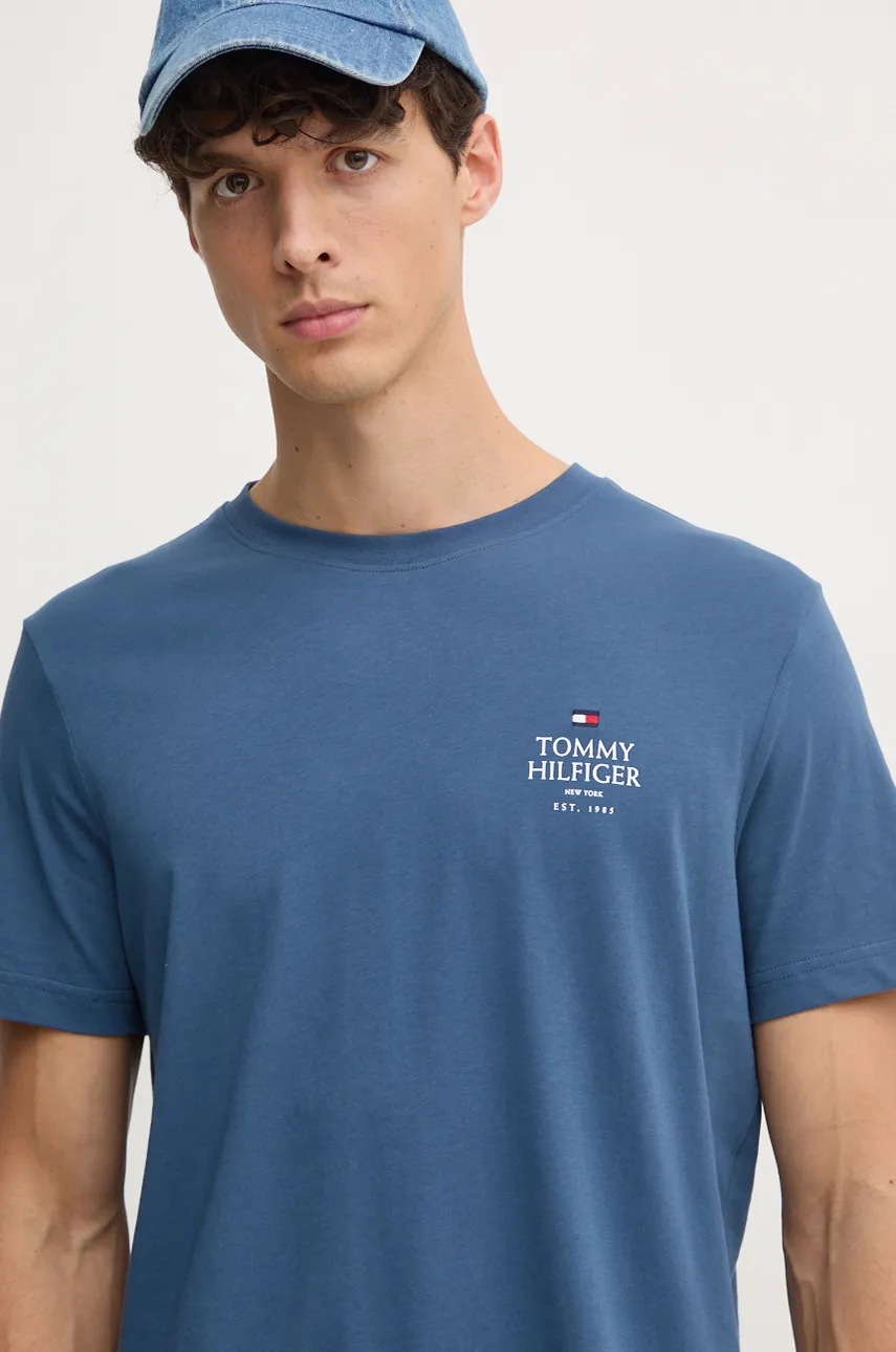 

Памучна тениска Tommy Hilfiger в синьо с принт MW0MW36500, Син