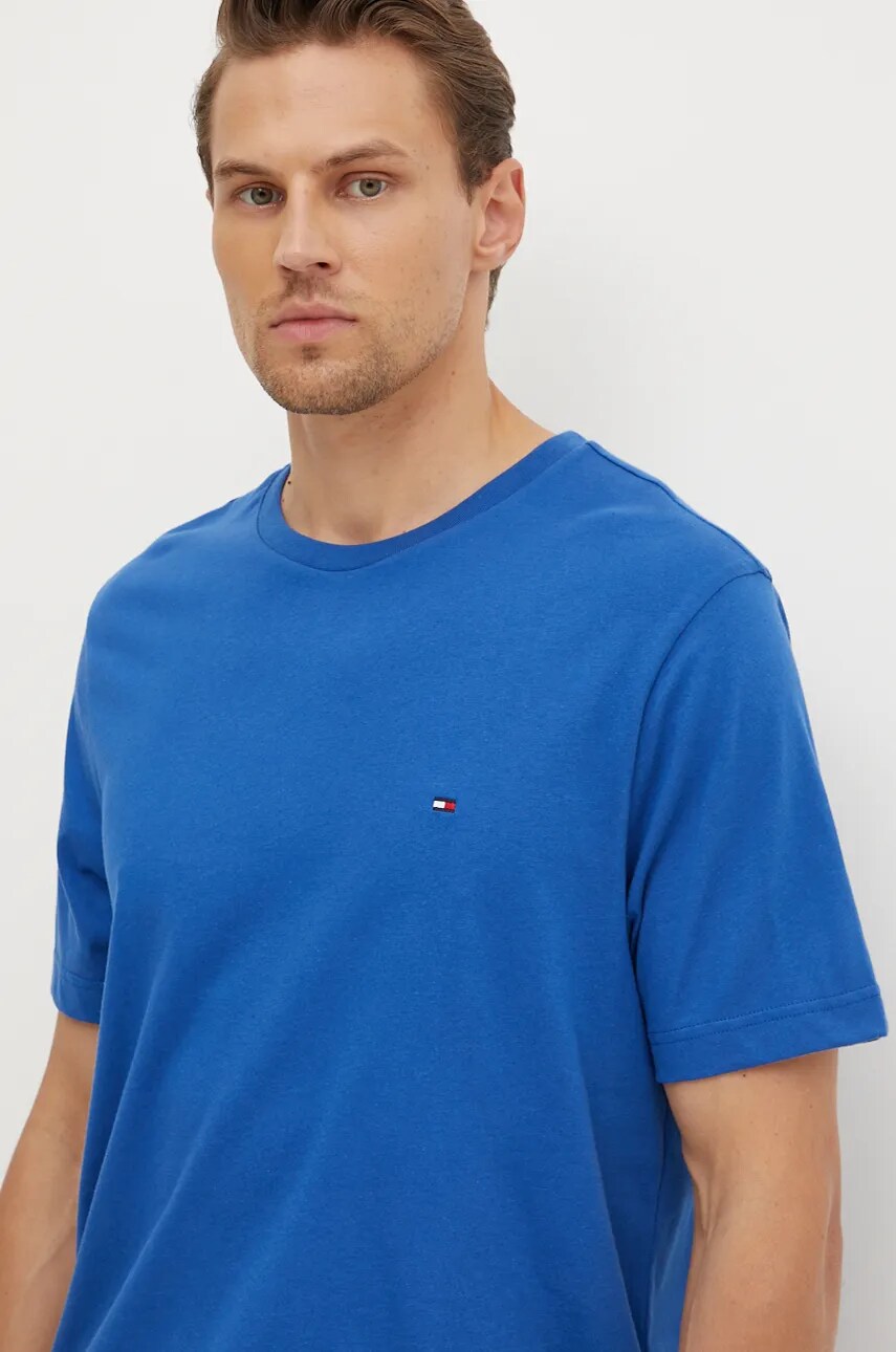 Levně Bavlněné tričko Tommy Hilfiger modrá barva, MW0MW37267