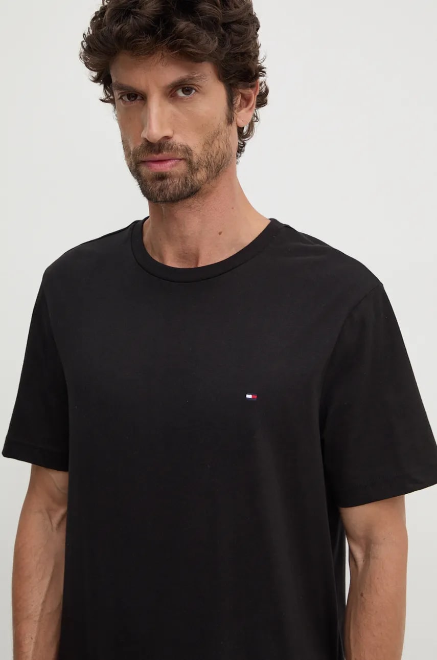Levně Bavlněné tričko Tommy Hilfiger černá barva, MW0MW37267