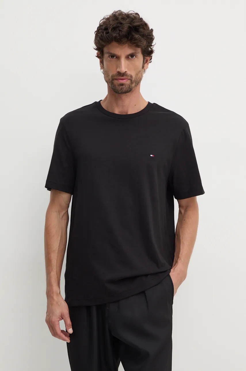 Βαμβακερό μπλουζάκι Tommy Hilfiger ανδρικό, χρώμα: μαύρο, MW0MW37267 φωτογραφία