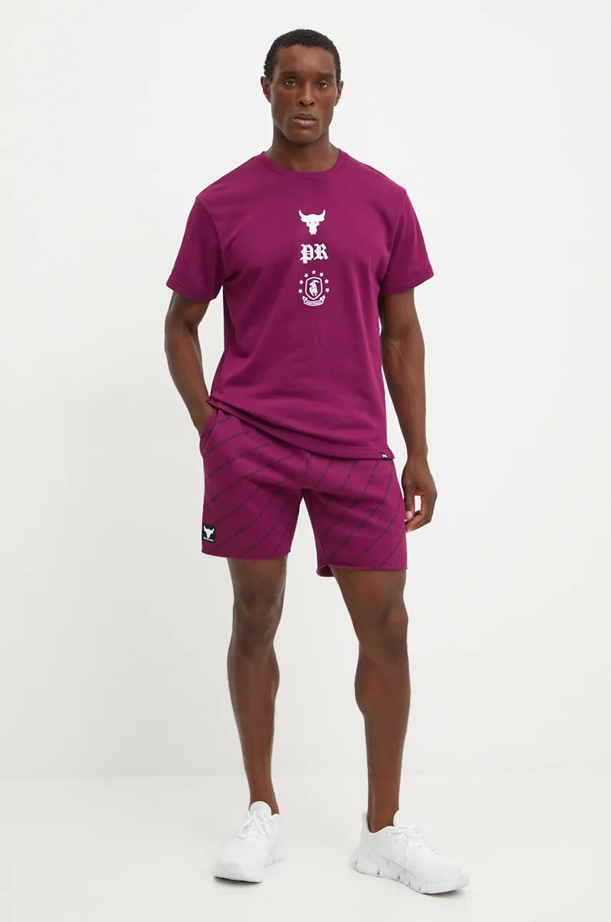 Футболка для тренинга Under Armour Project Rock цвет фиолетовый с принтом 1386880 Футболка для тренинга Under Armour Project Rock цвет фиолетовый с принтом 1386880