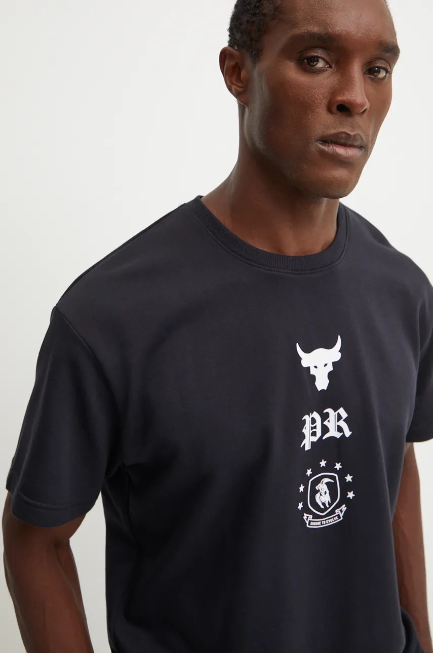 Μπλουζάκι προπόνησης Under Armour Project Rock χρώμα: μαύρο, 1386880 φωτογραφία