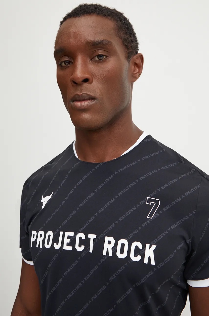 Μπλουζάκι προπόνησης Under Armour Project Rock χρώμα: μαύρο, 1387512 φωτογραφία
