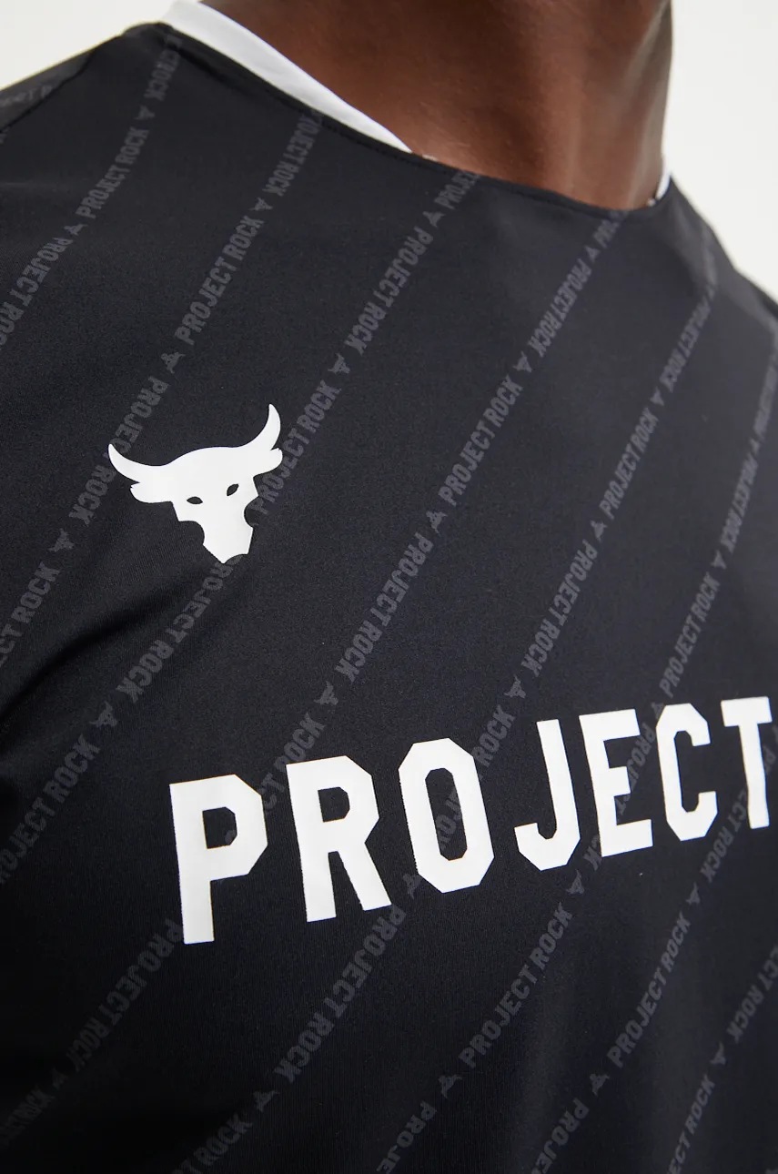 Μπλουζάκι προπόνησης Under Armour Project Rock χρώμα: μαύρο, 1387512 φωτογραφία
