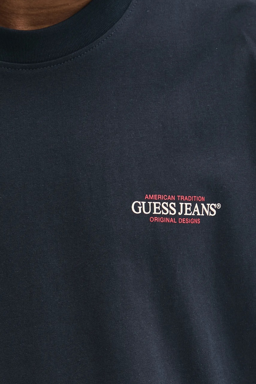 Βαμβακερό μπλουζάκι Guess Jeans ανδρικό, χρώμα: ναυτικό μπλε, M4BI75 K8FQ4 φωτογραφία