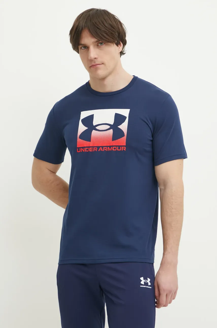 Under Armour tricou BOXED SPORTS UPDATED barbati, culoarea albastru marin, cu imprimeu, 1386793