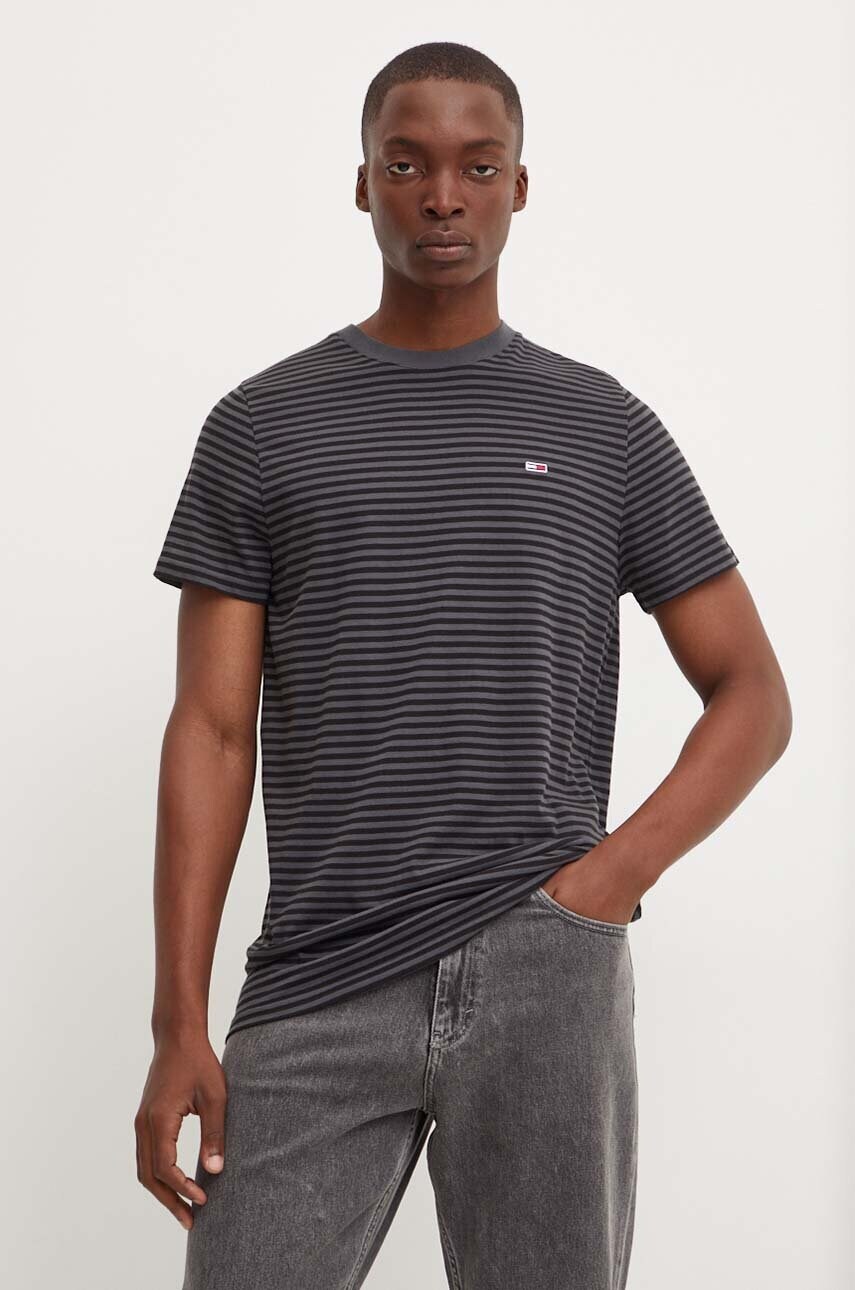 Tommy Jeans tricou din bumbac barbati, culoarea negru, modelator, DM0DM19723
