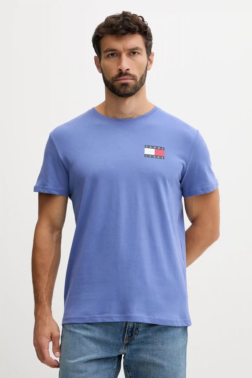 Tommy Jeans tricou din bumbac culoarea bej, cu imprimeu, DM0DM20740