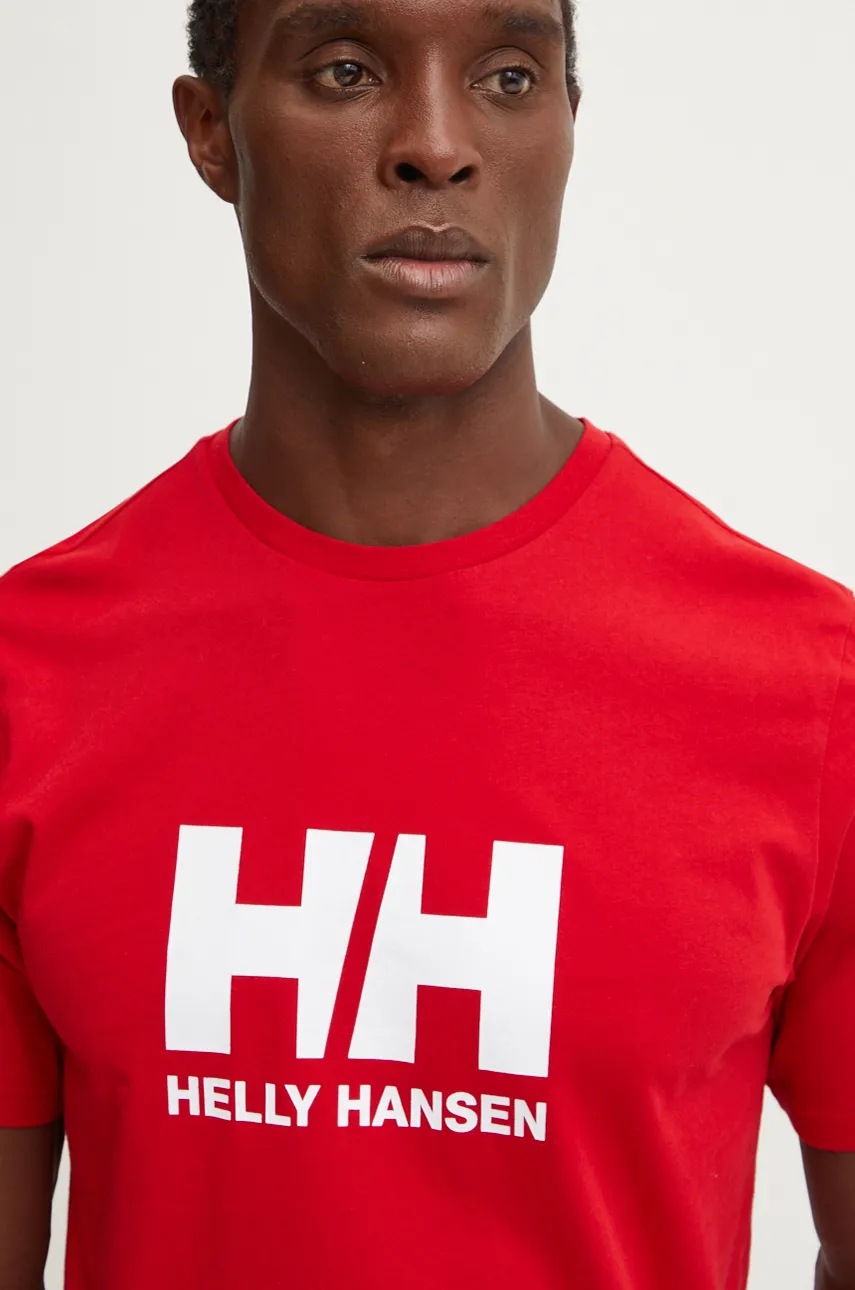 Бавовняна футболка Helly Hansen HH LOGO чоловіча колір червоний з принтом 30396 