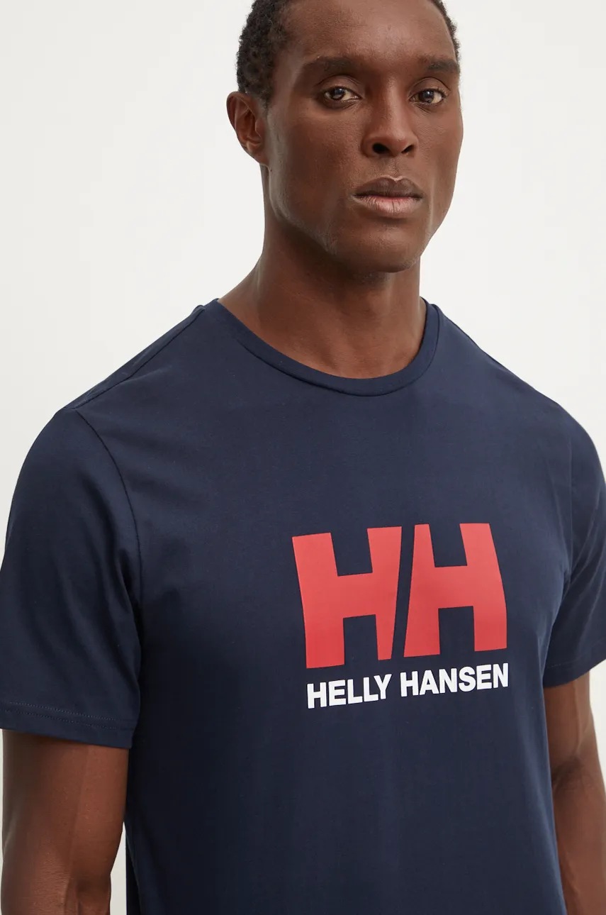 Βαμβακερό μπλουζάκι Helly Hansen HH LOGO ανδρικό, χρώμα: ναυτικό μπλε, 30396 φωτογραφία