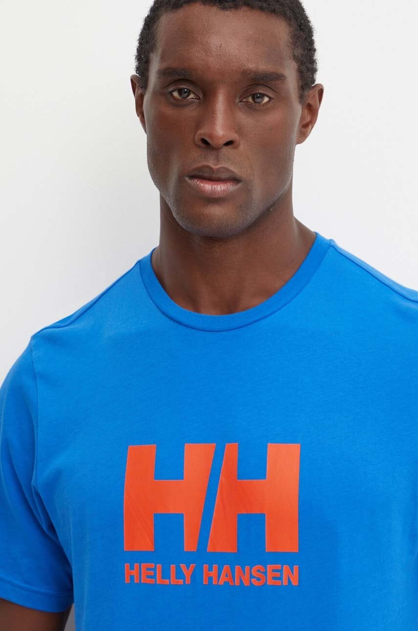 

Памучна тениска Helly Hansen HH LOGO в синьо с принт 30396, Син