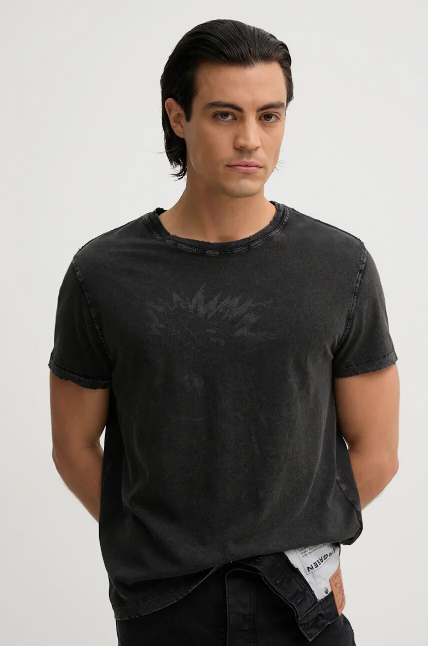 ZADIG&VOLTAIRE tricou din bumbac barbati, culoarea gri, cu imprimeu, JMTS00666