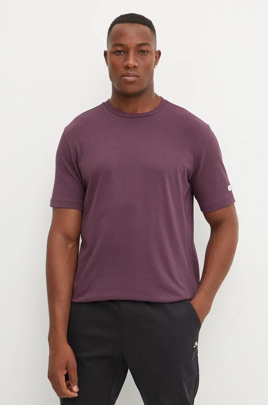 Champion tricou din bumbac barbati, culoarea violet, neted, 220425