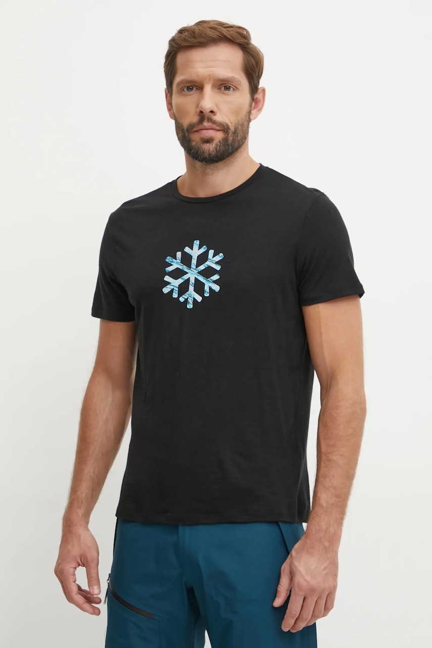 Icebreaker tricou sport Icebreaker x Protect Our Winters culoarea negru, cu imprimeu, IB0A572N0011 Icebreaker tricou sport Icebreaker x Protect Our Winters culoarea negru, cu imprimeu, IB0A572N0011