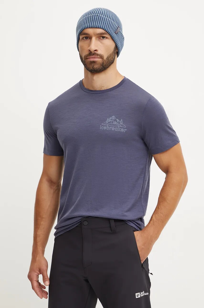 Icebreaker tricou sport Merino 150 Tech Lite culoarea gri, cu imprimeu, IB0A572R8841