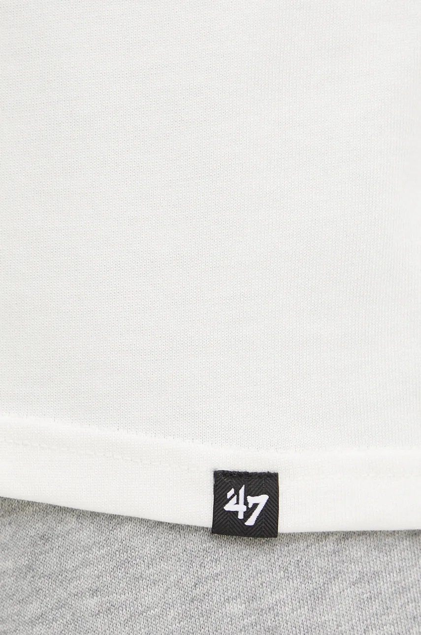 Βαμβακερό μπλουζάκι 47 brand MLB Oakland Athletics ανδρικό, χρώμα: μπεζ, BC018TMYIHQ634063SS φωτογραφία