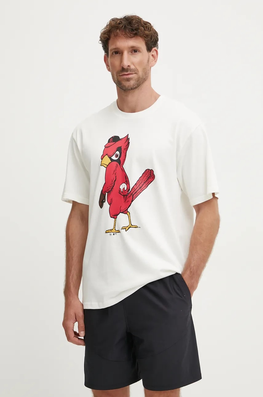 47 brand tricou din bumbac MLB St Louis Cardinals barbati, culoarea bej, cu imprimeu, BC023TMYIHQ634069SS