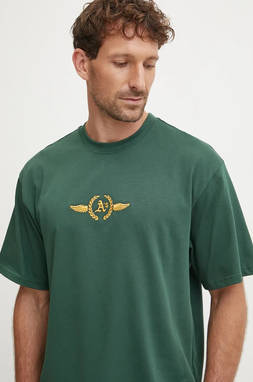47 brand tricou din bumbac MLB Oakland Athletics barbati, culoarea verde, cu imprimeu, BB018TMQOGU620782DG