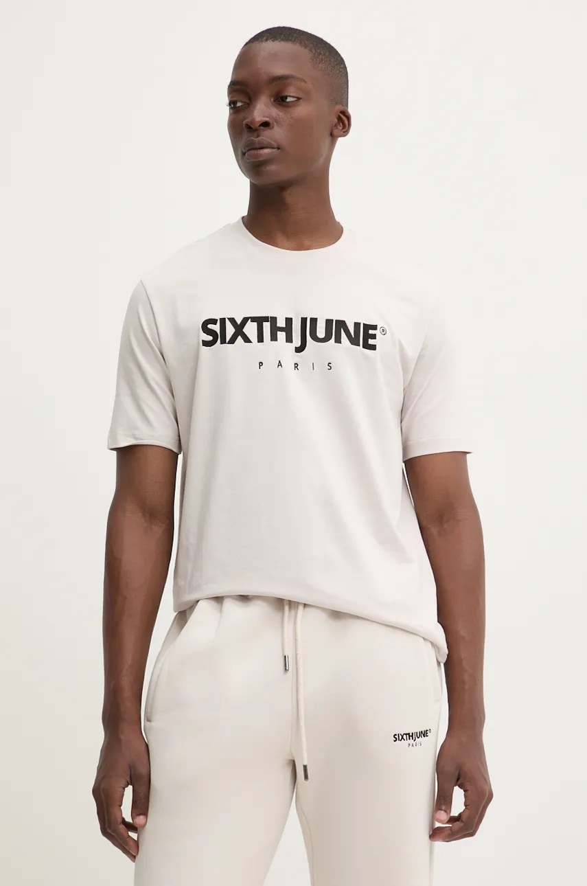 Sixth June tricou barbati, culoarea bej, cu imprimeu, 23613