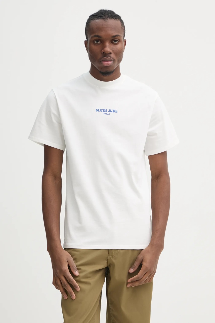 Sixth June tricou din bumbac barbati, culoarea alb, cu imprimeu, 25498
