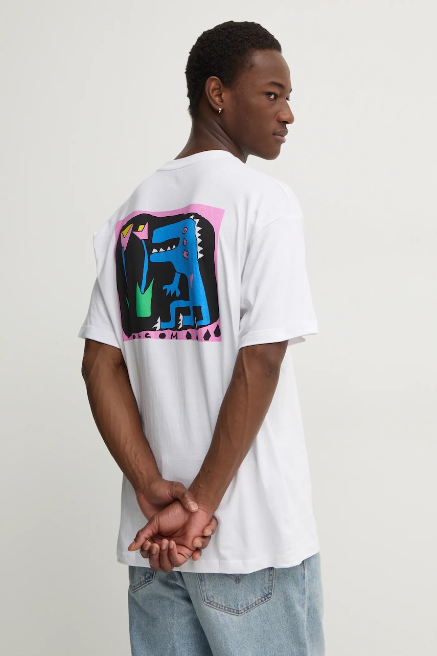 Volcom tricou din bumbac x ARTHUR LONGO barbati, culoarea alb, cu imprimeu, A4332413
