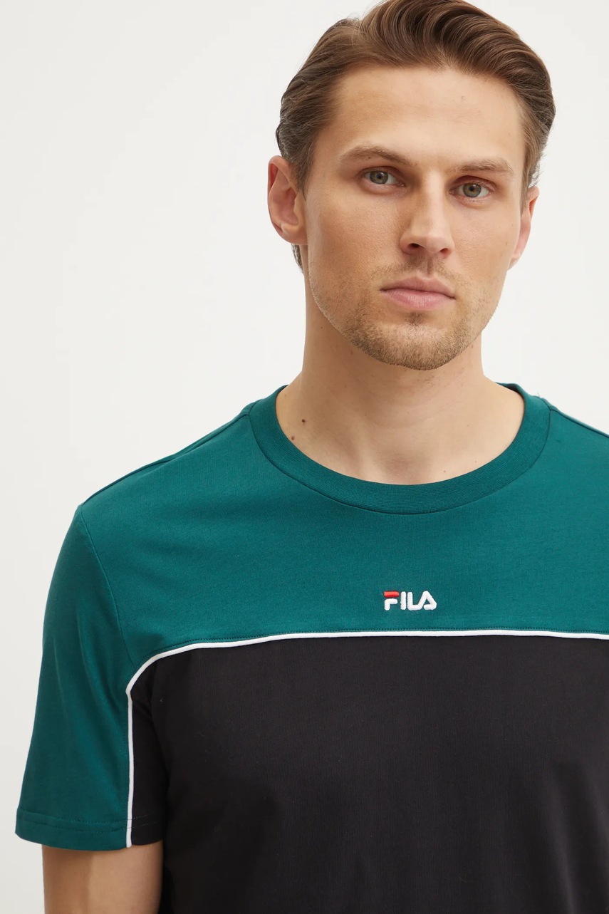 Βαμβακερό μπλουζάκι Fila Libatse ανδρικό, χρώμα: μαύρο, FAM0784 φωτογραφία