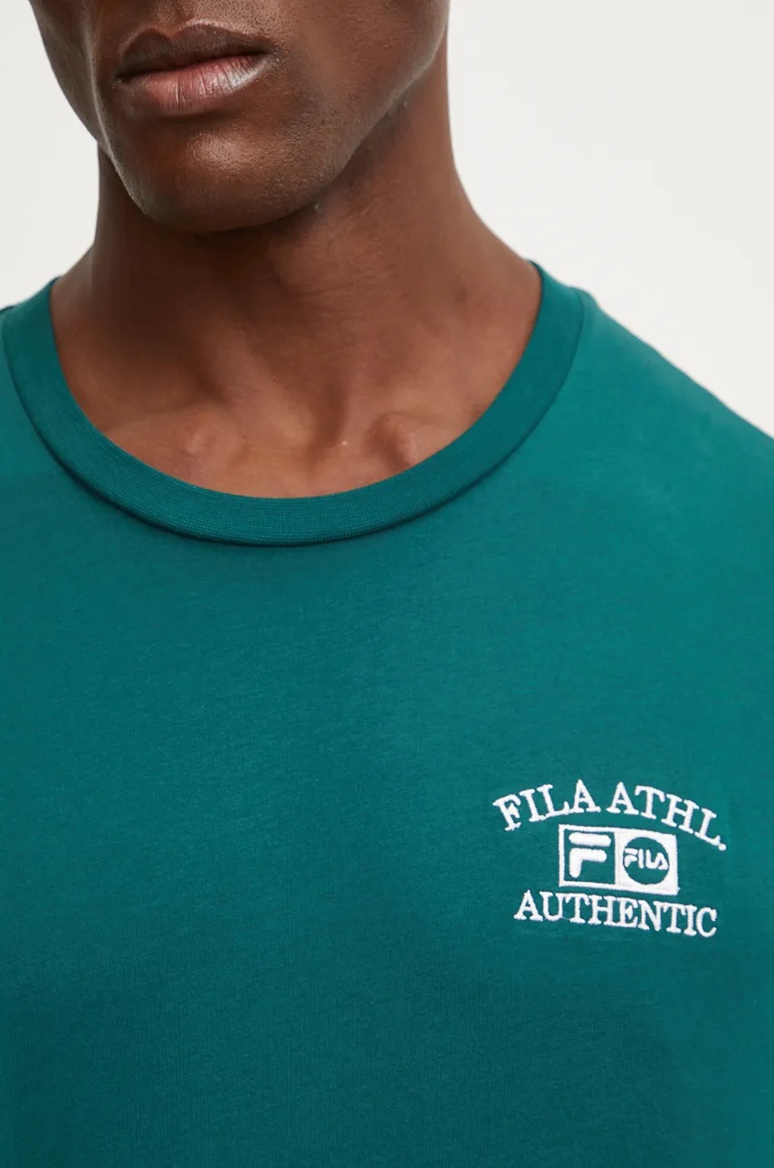 Βαμβακερό μπλουζάκι Fila Lezhe ανδρικό, χρώμα: πράσινο, FAM0768 φωτογραφία