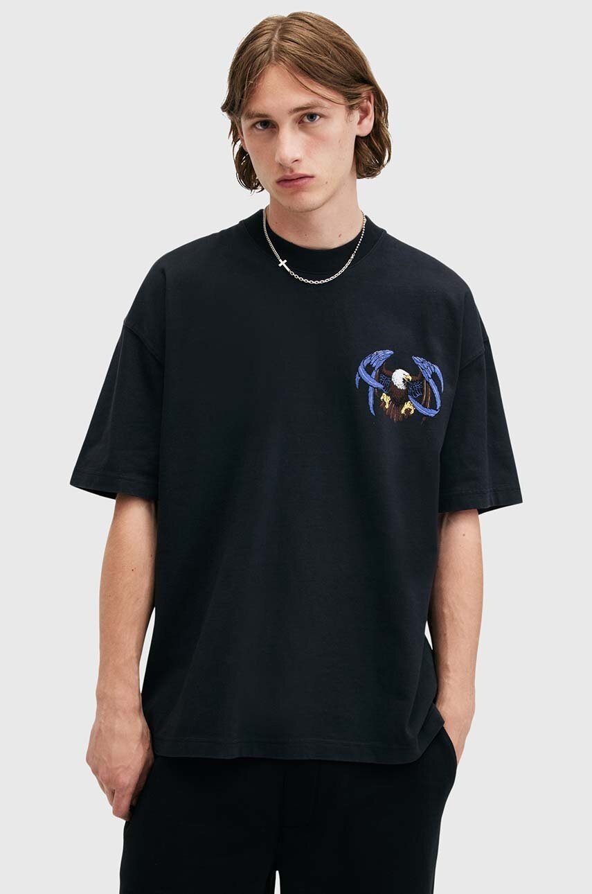AllSaints tricou din bumbac SOARER culoarea negru, cu imprimeu, M019PB
