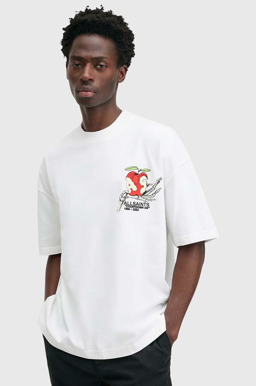 

Памучна тениска AllSaints TEMPTER в бяло с принт M026PB, Бял
