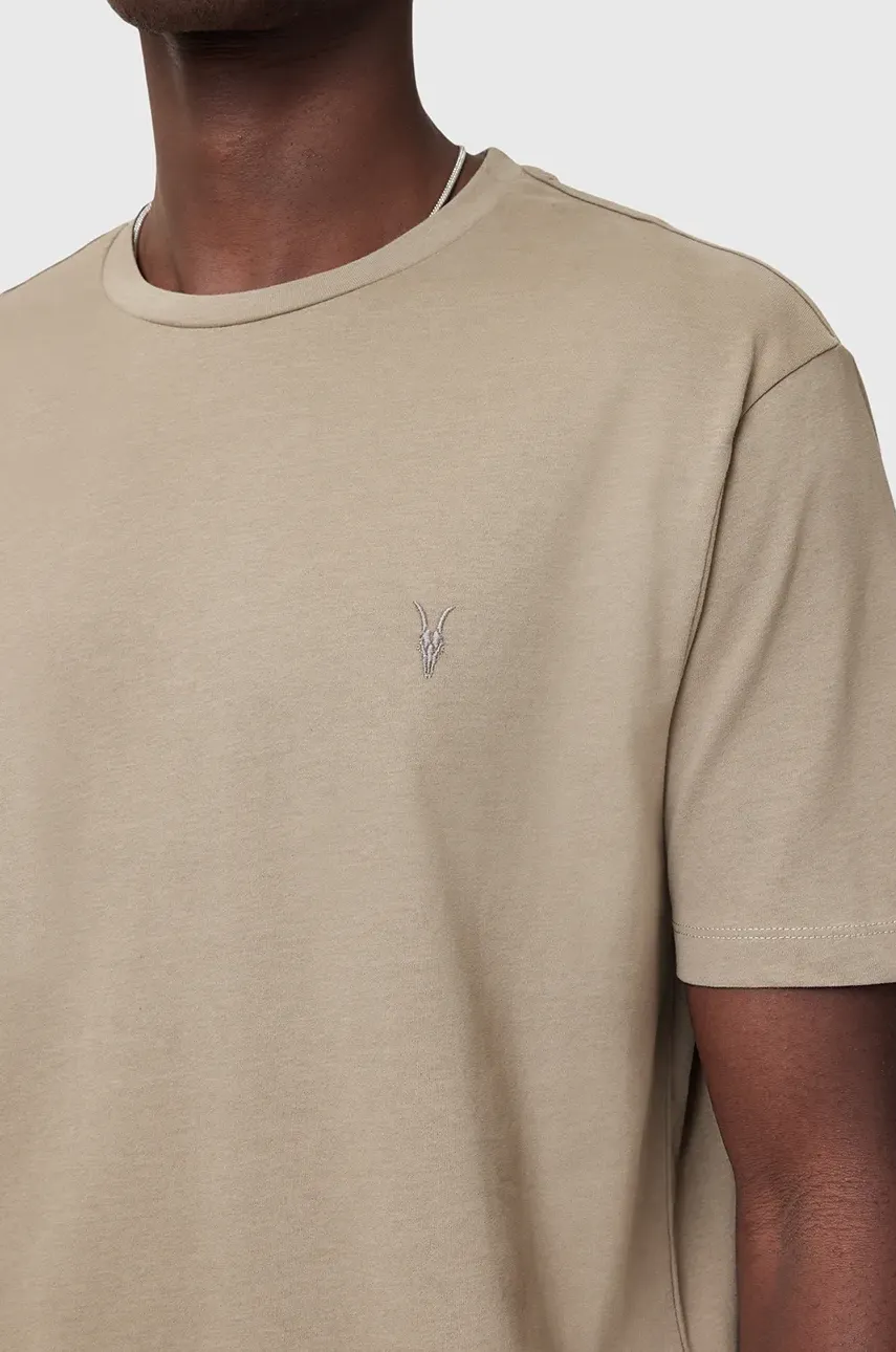 Хлопковая футболка AllSaints BRACE мужская цвет бежевый однотонная M030JB Хлопковая футболка AllSaints BRACE мужская цвет бежевый однотонная M030JB