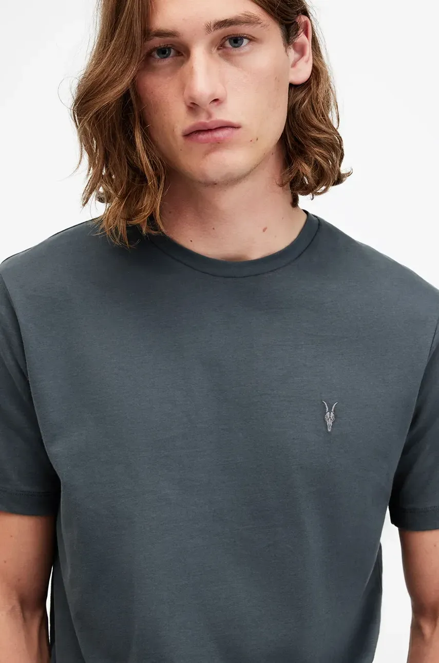 Хлопковая футболка AllSaints BRACE мужской цвет синий однотонный M030JB Хлопковая футболка AllSaints BRACE мужской цвет синий однотонный M030JB