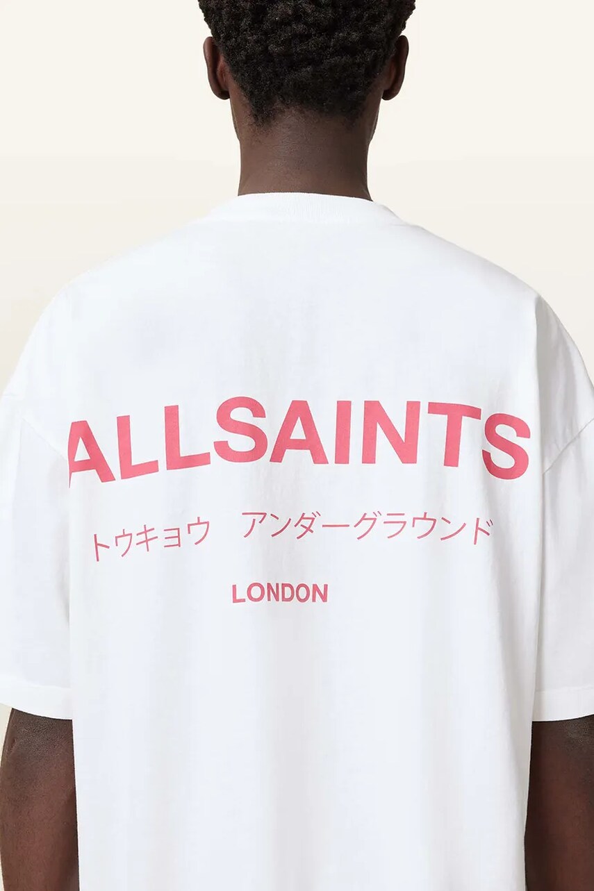 AllSaints pamut póló UNDERGROUND fehér, férfi, nyomott mintás, M071PB termék 2. képe