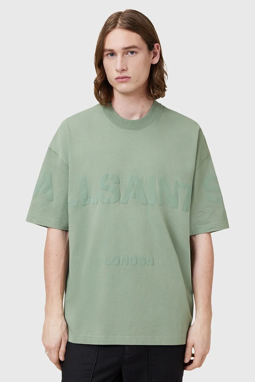 AllSaints pamut póló BIGGY fehér, nyomott mintás, M088PB akciós termékkép 1