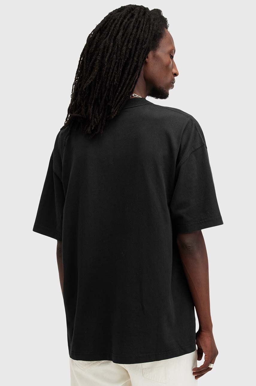 AllSaints pamut póló BIGGY fekete, férfi, nyomott mintás, M088PB termék 2. képe