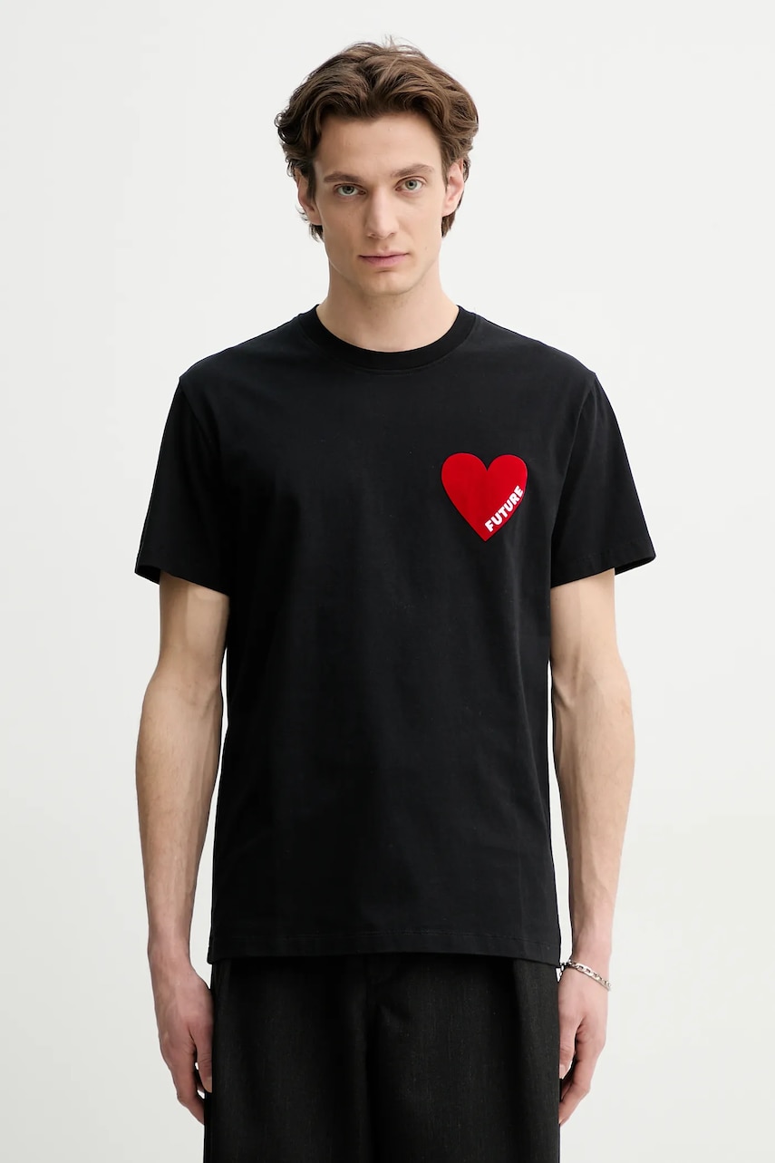FROM FUTURE tricou din bumbac barbati, culoarea negru, cu imprimeu, MTS00830 FROM FUTURE tricou din bumbac barbati, culoarea negru, cu imprimeu, MTS00830