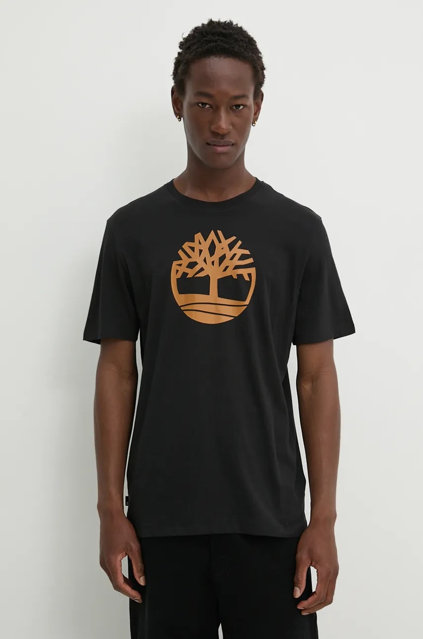 Timberland tricou din bumbac barbati, culoarea negru, cu imprimeu, TB0A2C2RP561 Timberland tricou din bumbac barbati, culoarea negru, cu imprimeu, TB0A2C2RP561