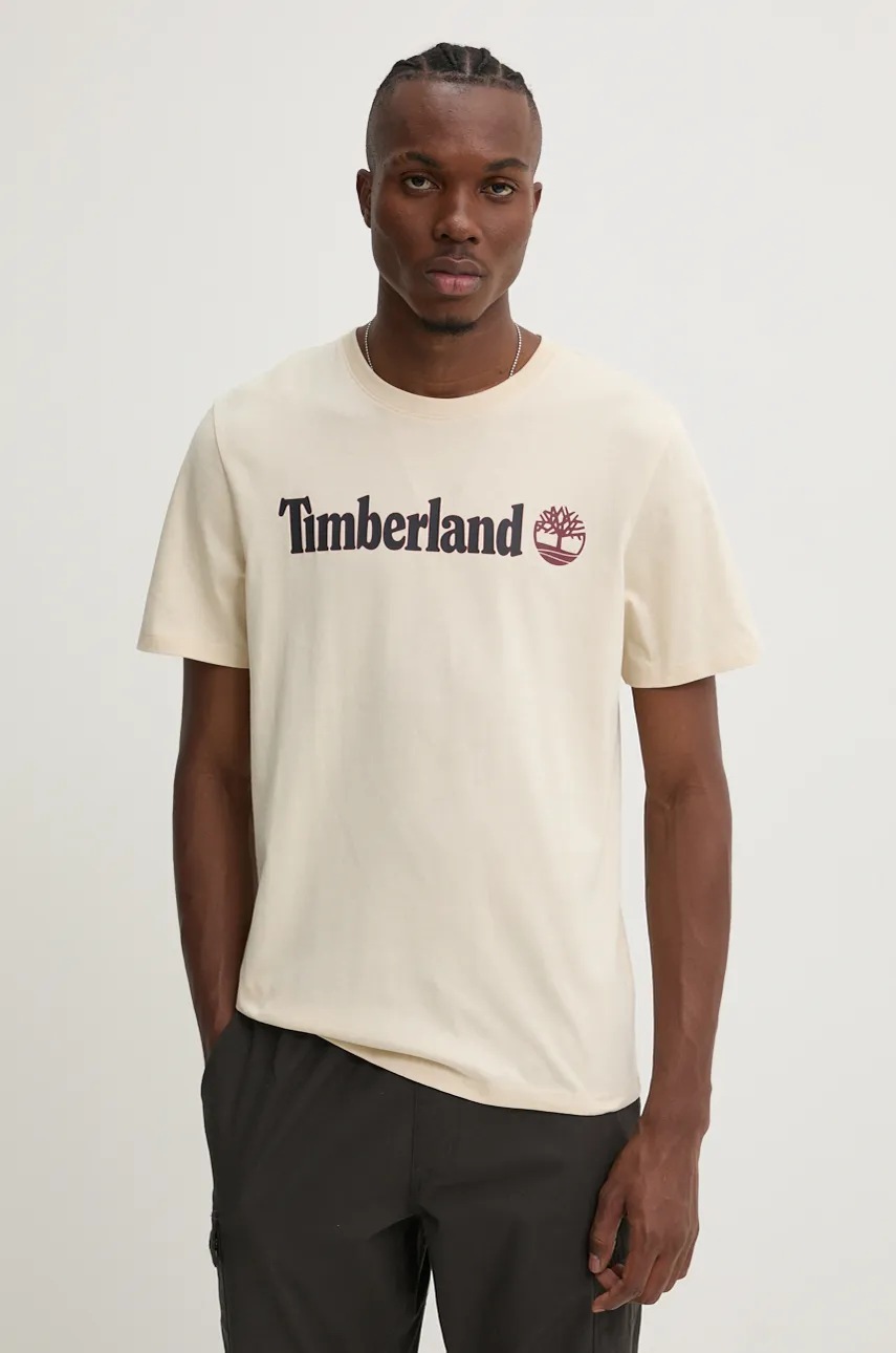 

Памучна тениска Timberland в бежово с принт TB0A5UPQEFL1, Бежов