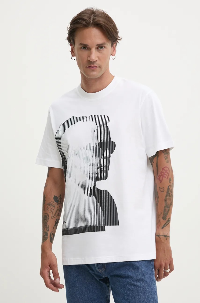 

Памучна тениска Karl Lagerfeld Jeans в бяло с принт 246D1705, Бял