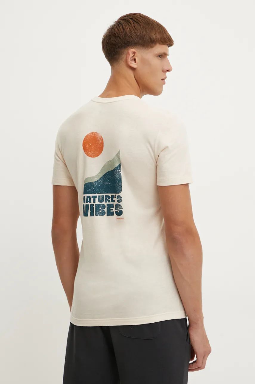 Smartwool tricou sport Natures Vibes culoarea bej, cu imprimeu, SW002371