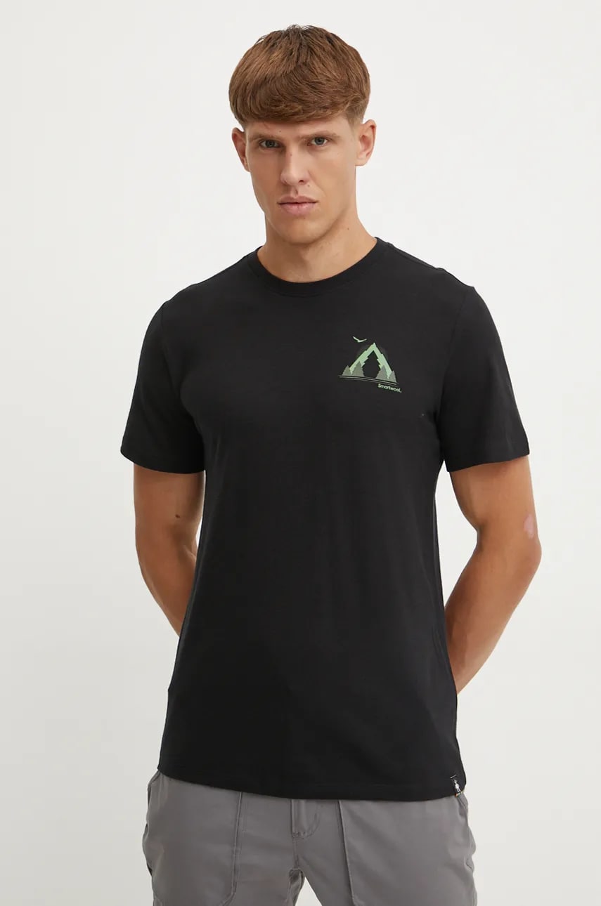 Спортивная футболка Smartwool Go Far. Feel Good. цвет чёрный с принтом SW002471 Спортивная футболка Smartwool Go Far. Feel Good. цвет чёрный с принтом SW002471