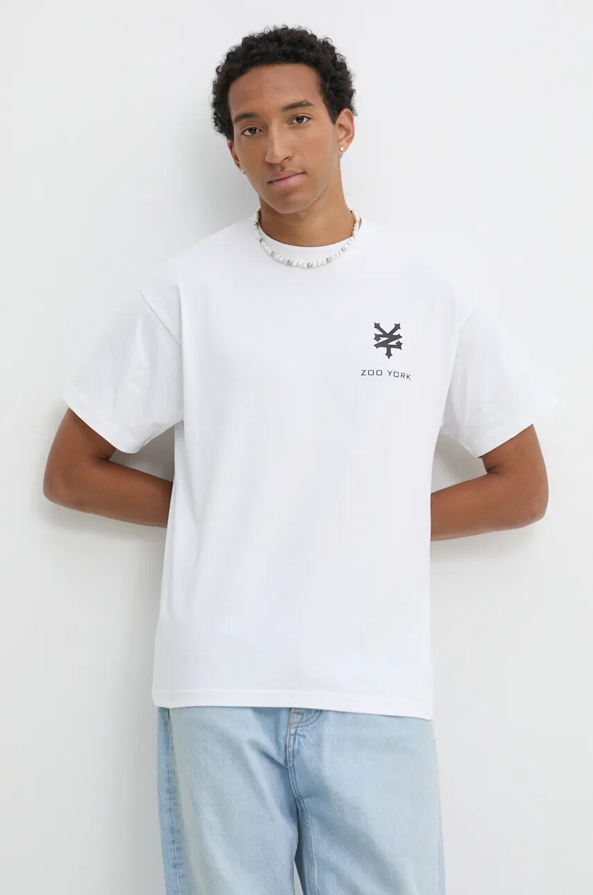 Zoo York tricou din bumbac barbati, culoarea alb, cu imprimeu, 60690031