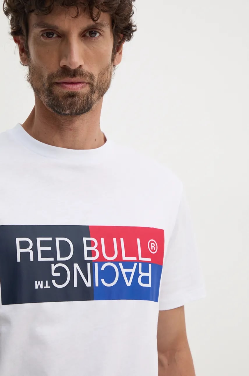 Pepe Jeans tricou din bumbac Red Bull Racing x Pepe Jeans bărbați, culoarea alb, cu imprimeu, RM500001 Pepe Jeans tricou din bumbac Red Bull Racing x Pepe Jeans bărbați, culoarea alb, cu imprimeu, RM500001