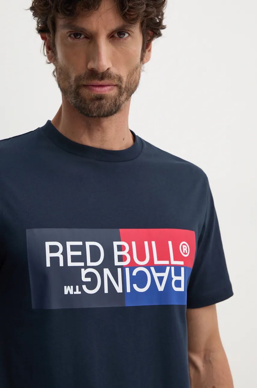 Red Bull Racing x Pepe Jeans tricou din bumbac Red Bull Racing x Pepe Jeans barbati, culoarea albastru marin, cu imprimeu, RM500001