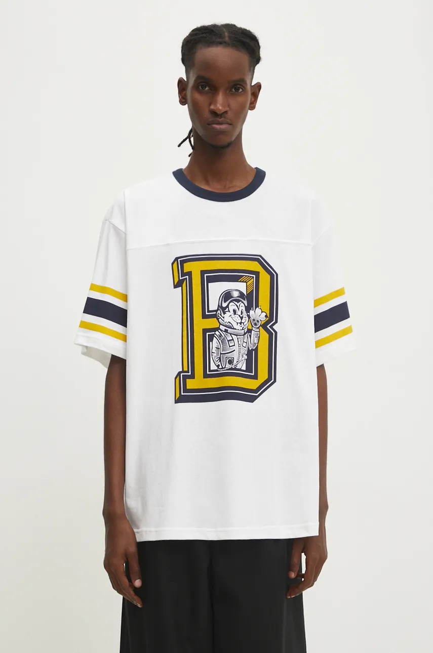 

Памучна тениска Billionaire Boys Club College Sport Top в бяло с десен B24353, Бял