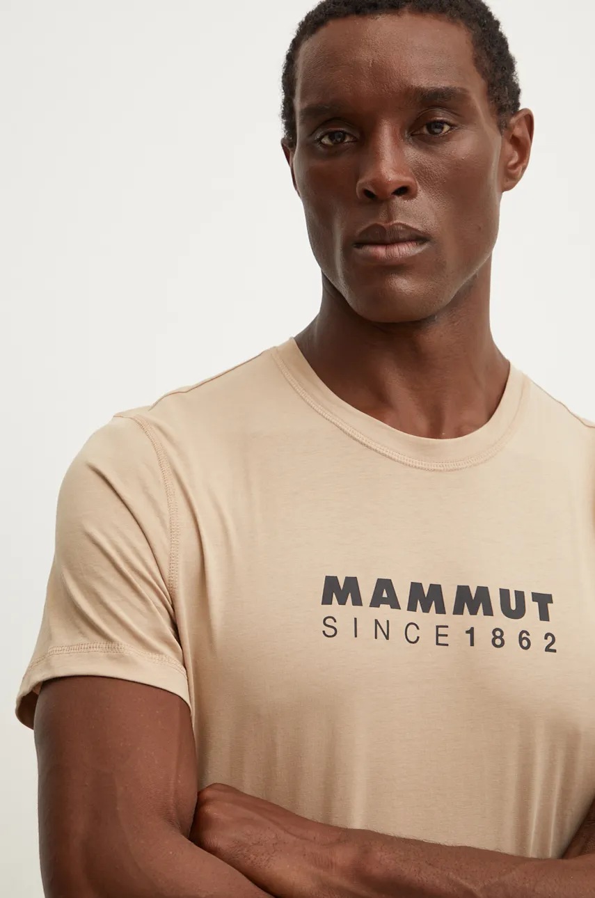 Mammut tricou Mammut Core barbati, culoarea bej, cu imprimeu, 1017.04024