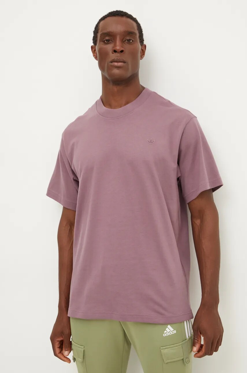 adidas Originals tricou din bumbac barbati, culoarea roz, neted, IX8181