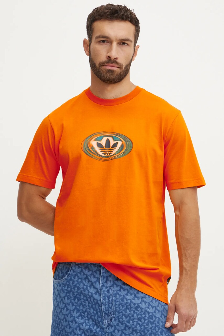 adidas Originals tricou din bumbac barbati, culoarea portocaliu, cu imprimeu, JM0480