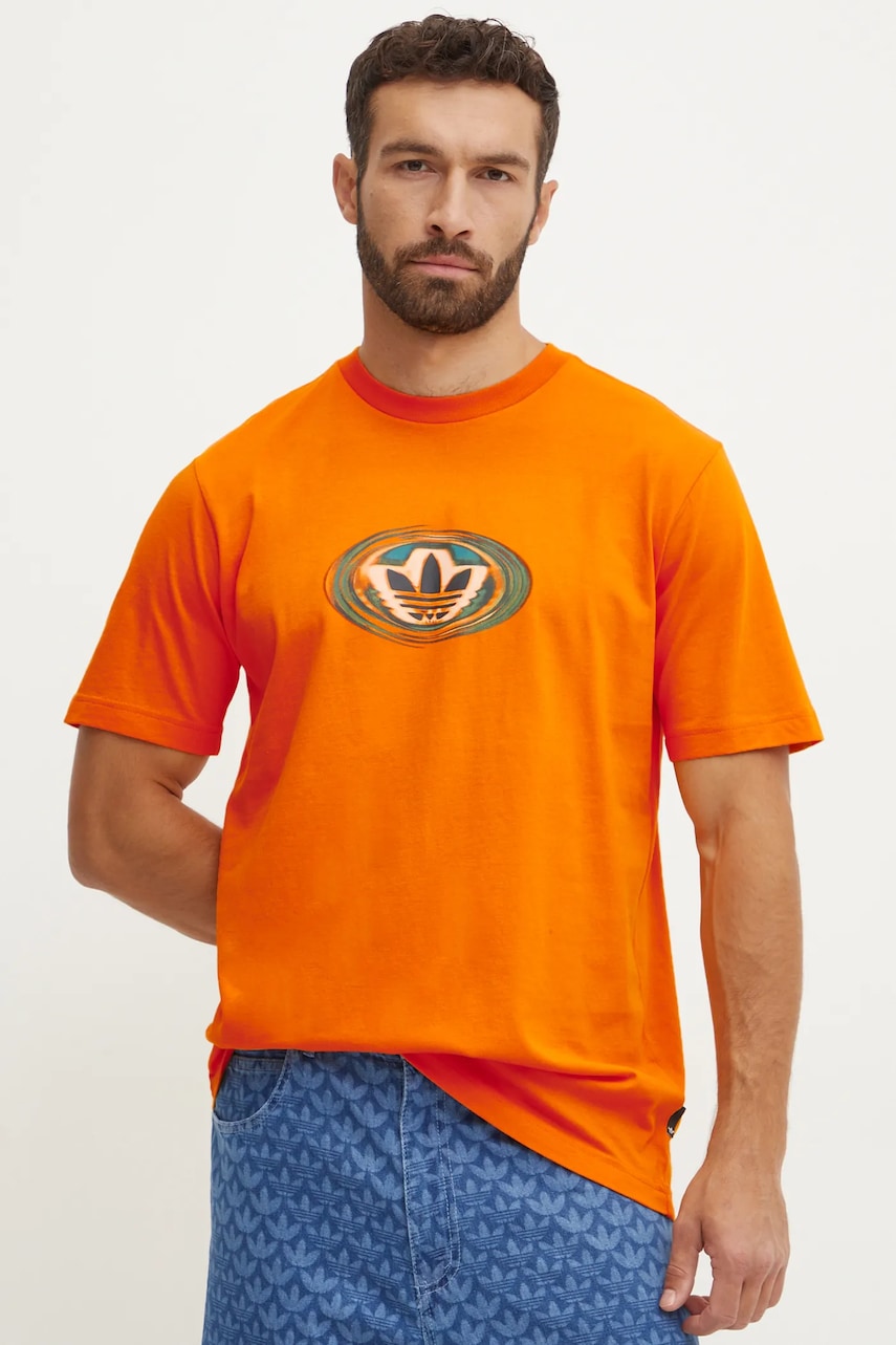 adidas Originals tricou din bumbac barbati, culoarea portocaliu, cu imprimeu, JM0480