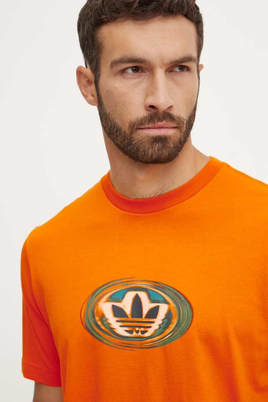 Βαμβακερό μπλουζάκι adidas Originals ανδρικό, χρώμα: πορτοκαλί, JM0480 φωτογραφία